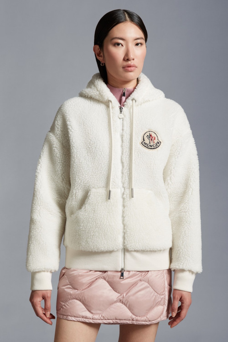 Sudadera con Capucha Moncler Teddy Zip-up Mujer Blancos | HXYJ-39451