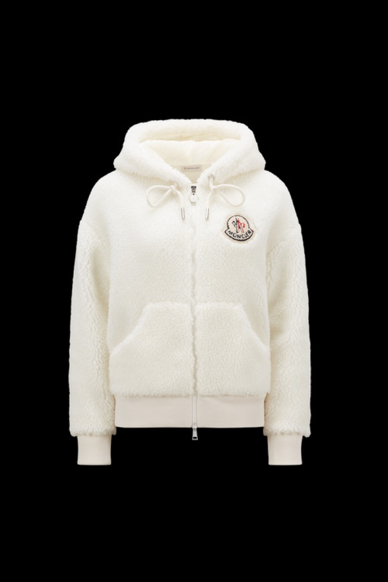 Sudadera con Capucha Moncler Teddy Zip-up Mujer Blancos | HXYJ-39451