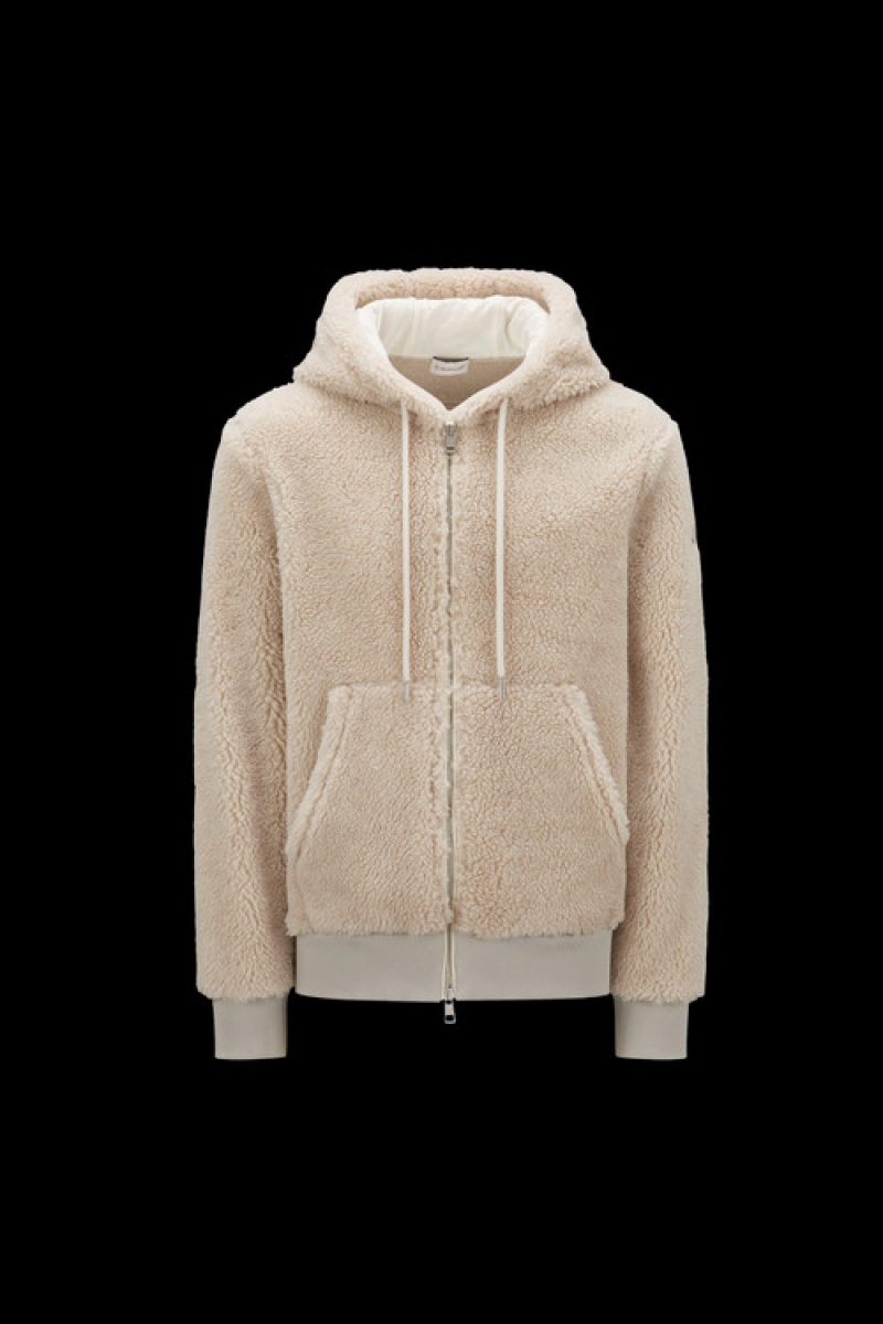 Sudadera con Capucha Moncler Teddy Zip-up Hombre Beige | ILSO-13482