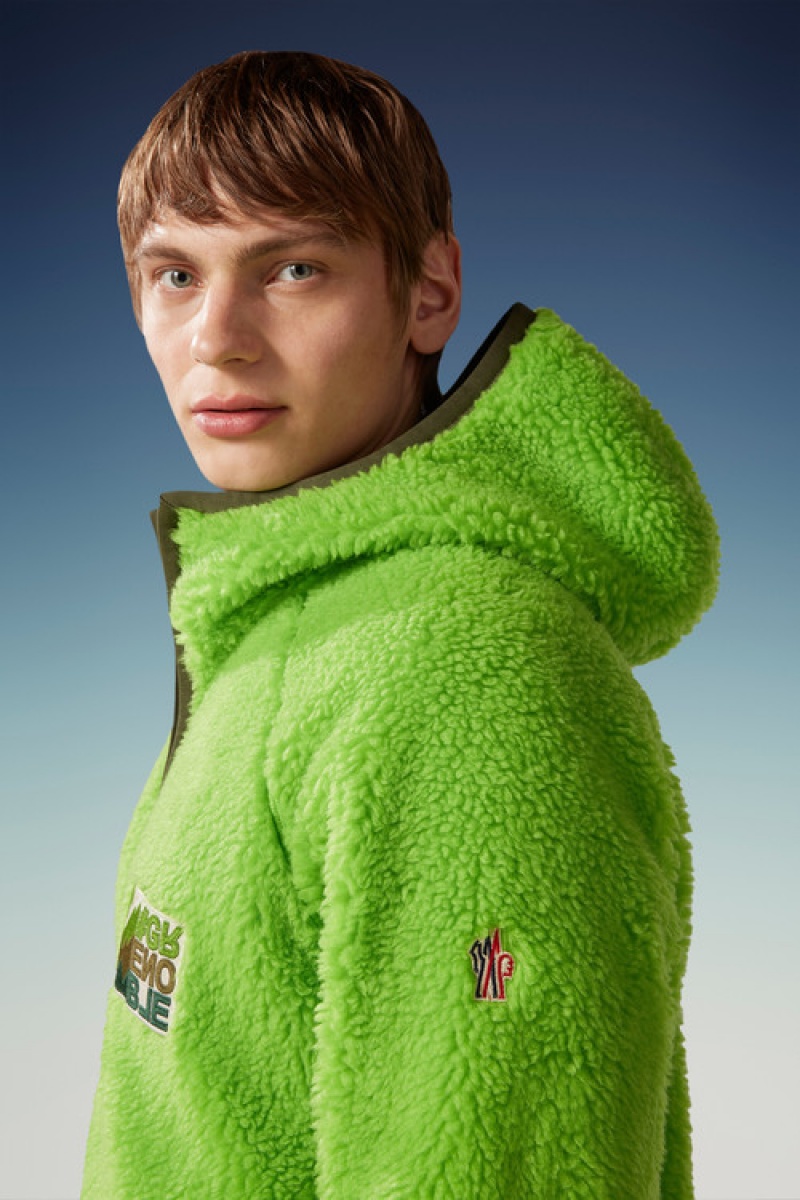 Sudadera con Capucha Moncler Teddy Zip-up Hombre Verdes Claro | CHKW-70164