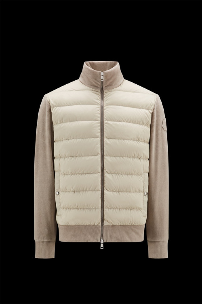 Sudaderas Moncler Acolchado Corduroy Zip-up Hombre Beige | KSWU-61054