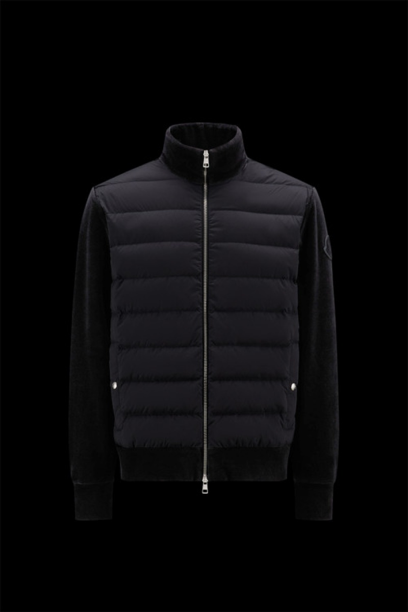 Sudaderas Moncler Acolchado Corduroy Zip-up Hombre Negros | LPGQ-16230