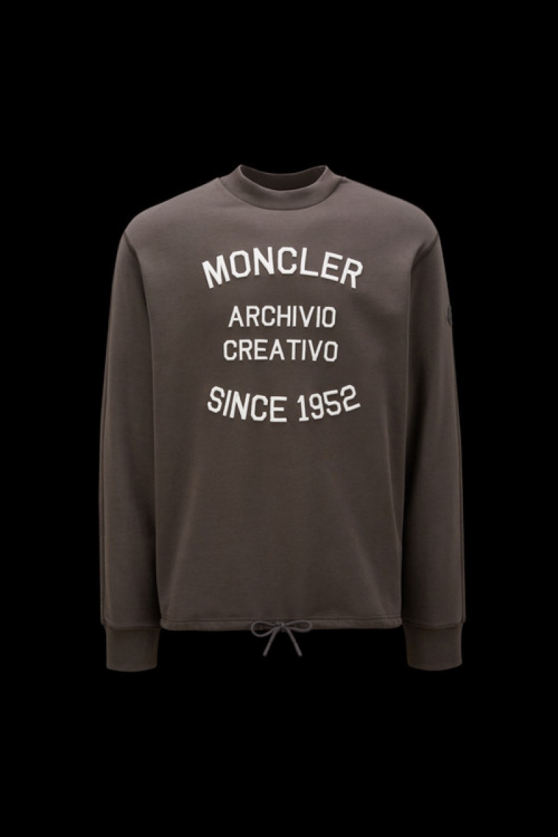 Sudaderas Moncler Embroidered Logo Hombre Grises Oscuro | ZBSJ-94506