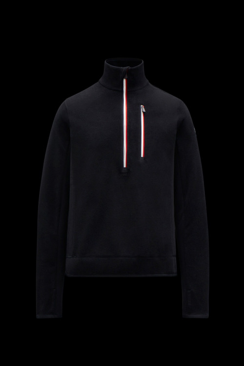 Sudaderas Moncler Fleece Turtleneck Hombre Negros | GOHJ-30791