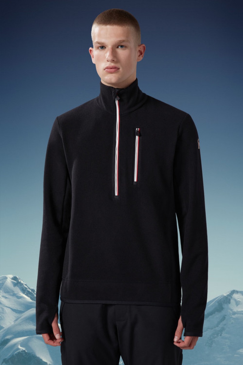 Sudaderas Moncler Fleece Turtleneck Hombre Negros | GOHJ-30791