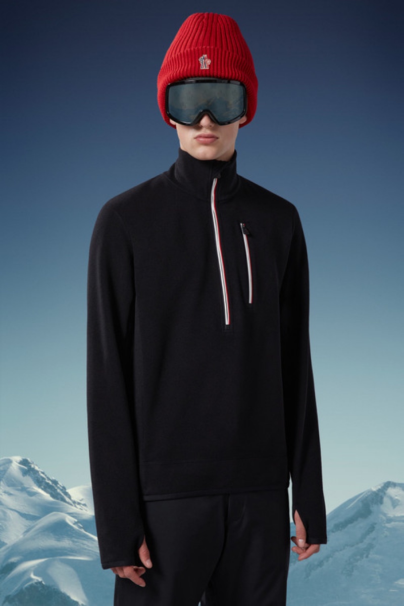 Sudaderas Moncler Fleece Turtleneck Hombre Negros | GOHJ-30791