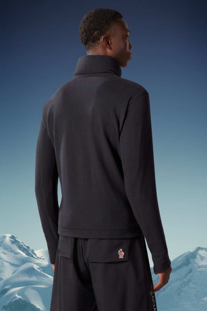 Sudaderas Moncler Fleece Zip-up Hombre Negros | MVAK-18024