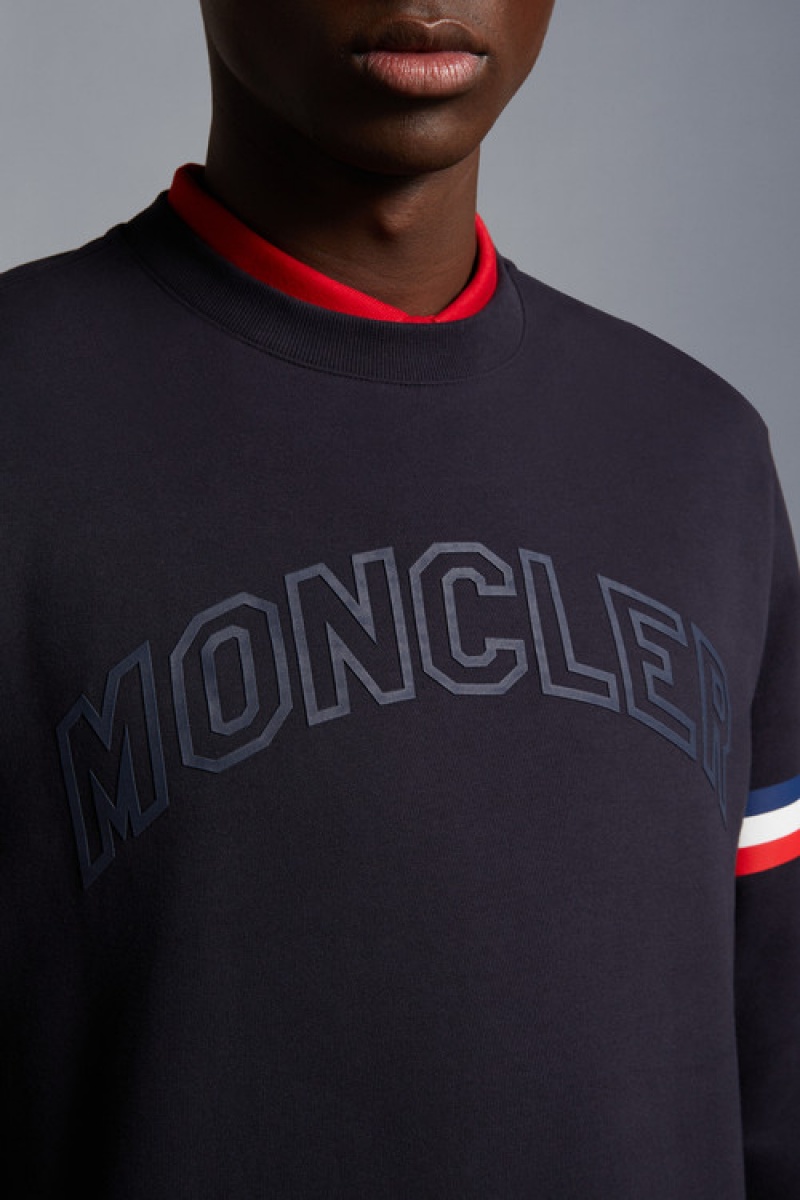 Sudaderas Moncler Logo Hombre Azul Marino Azules | VLCZ-19760