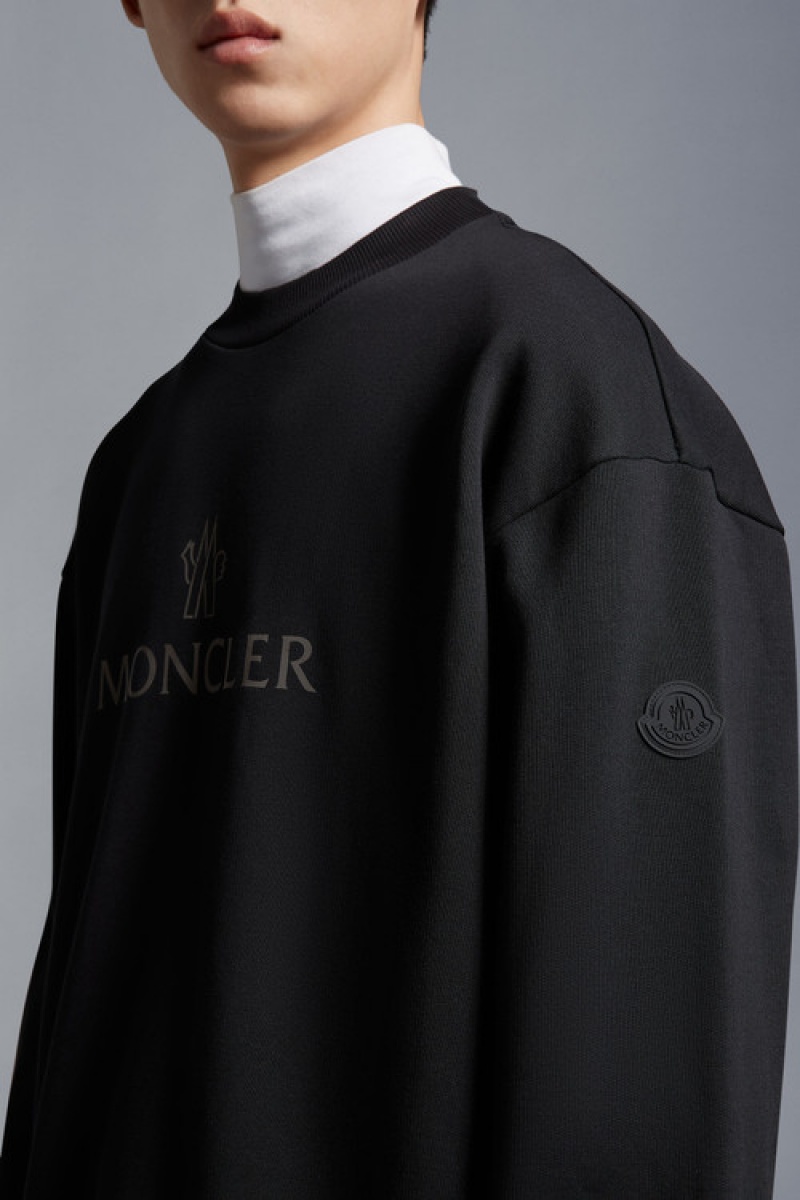 Sudaderas Moncler Logo Hombre Negros | AZOQ-87315