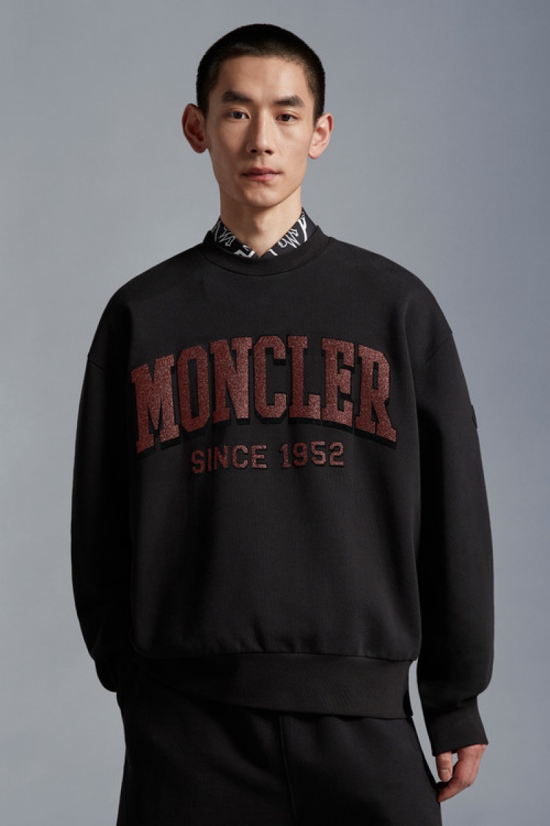 Sudaderas Moncler Logo Hombre Negros | MCEG-72436