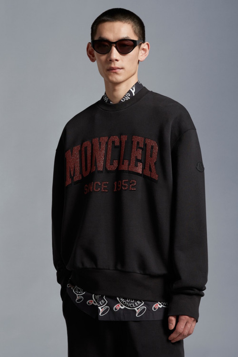 Sudaderas Moncler Logo Hombre Negros | MCEG-72436