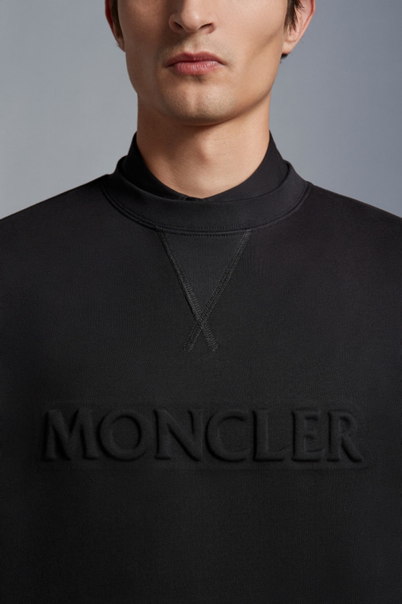 Sudaderas Moncler Logo Hombre Negros | MIRE-31940