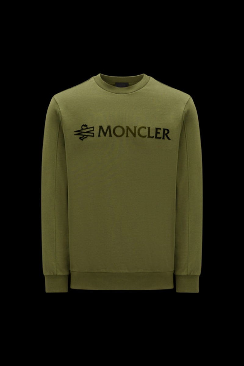 Sudaderas Moncler Logo Hombre Verde Oliva Verdes | BFGX-49263