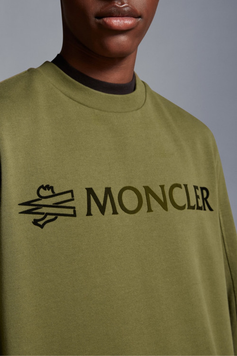 Sudaderas Moncler Logo Hombre Verde Oliva Verdes | BFGX-49263