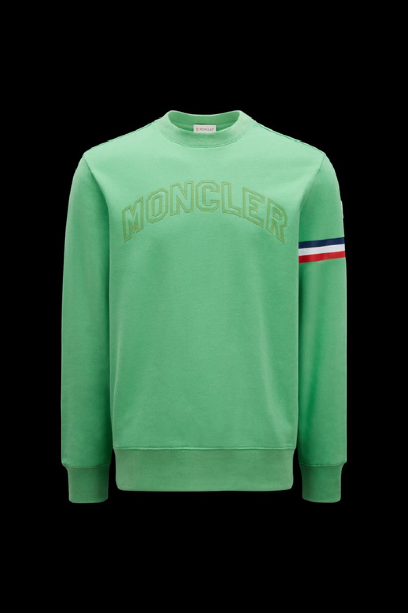 Sudaderas Moncler Logo Hombre Verdes Claro | DJZB-27543