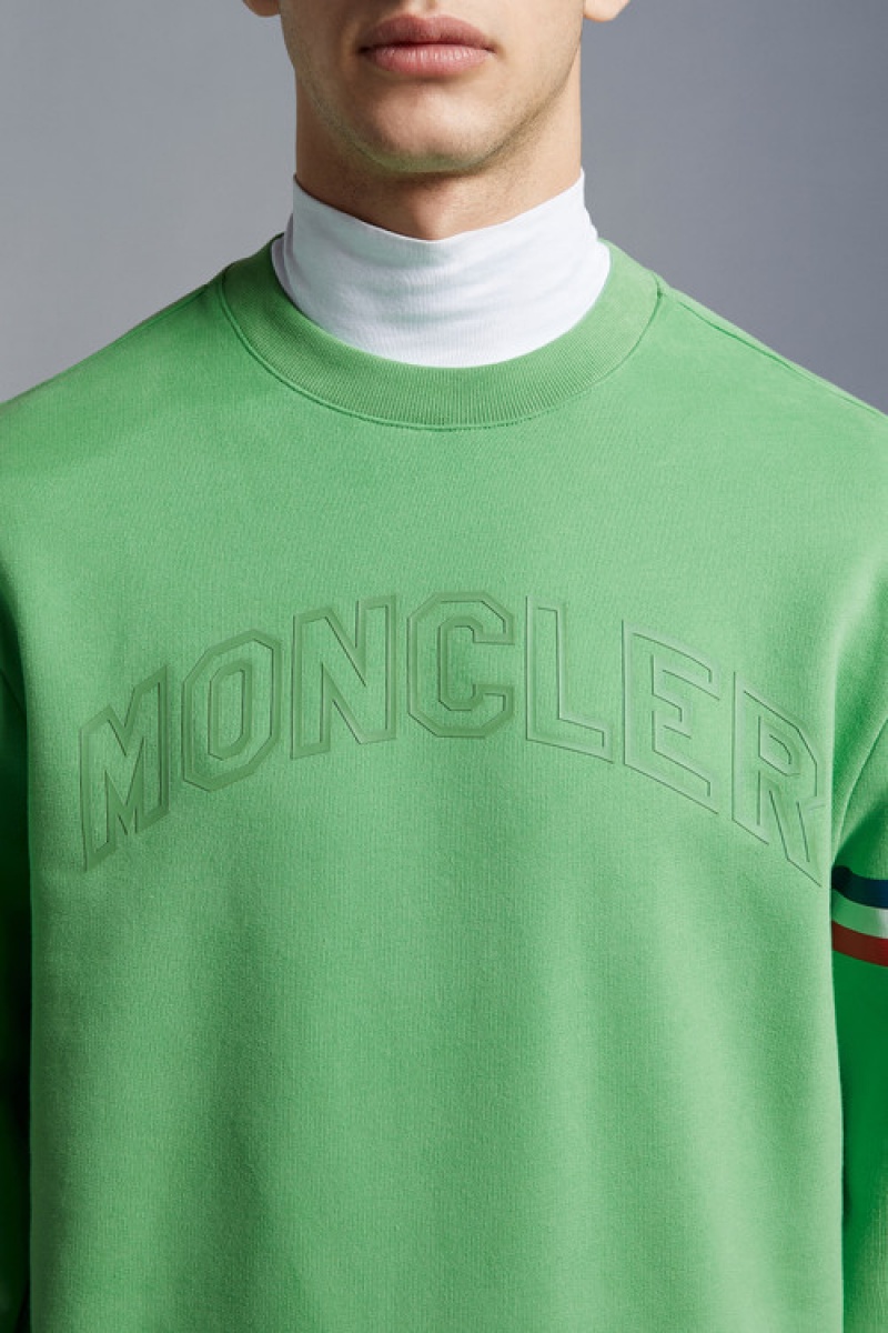 Sudaderas Moncler Logo Hombre Verdes Claro | DJZB-27543