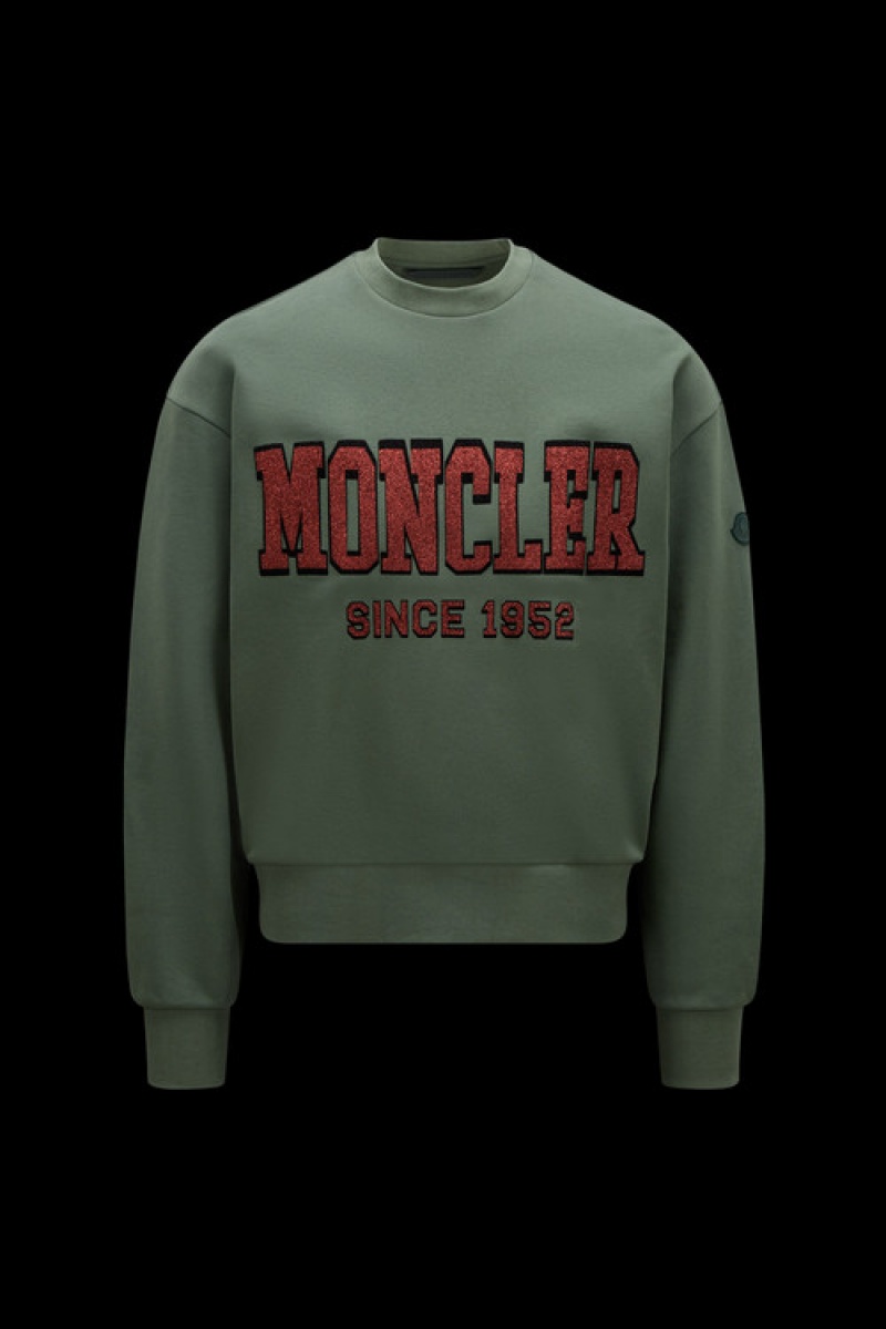 Sudaderas Moncler Logo Hombre Verdes | QVBS-10526