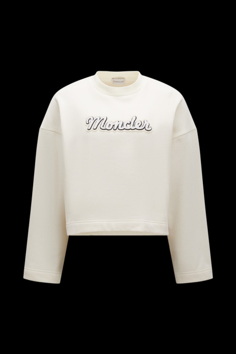 Sudaderas Moncler Logo Mujer Blancos | RXGS-69328