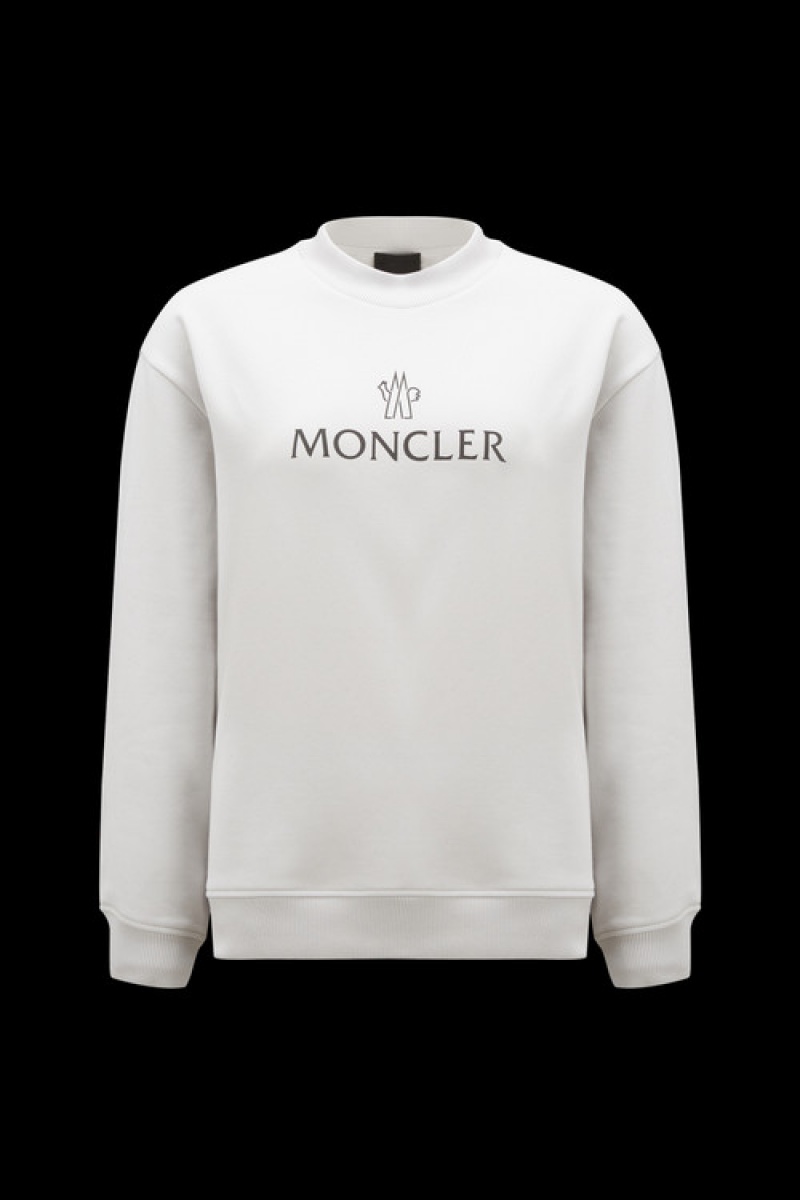 Sudaderas Moncler Logo Mujer Grises Claro | CIQO-06513