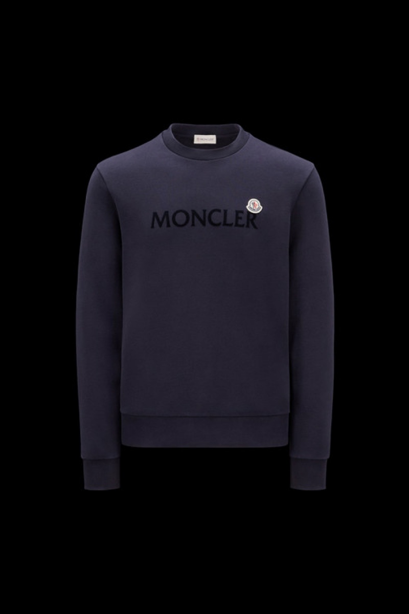 Sudaderas Moncler Logo Patch Hombre Azules | MBEH-58692