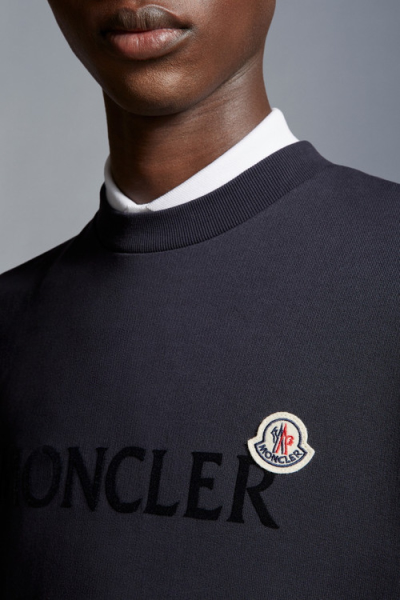 Sudaderas Moncler Logo Patch Hombre Azules | MBEH-58692