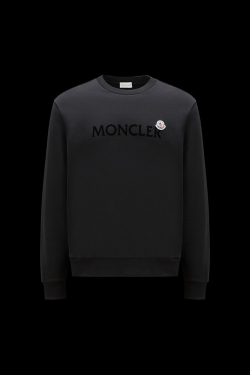 Sudaderas Moncler Logo Patch Hombre Negros | AZEL-03194