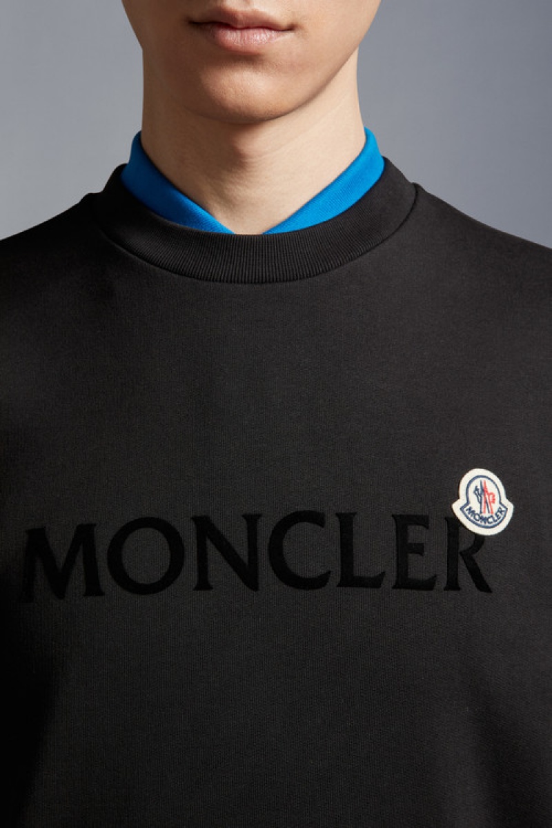 Sudaderas Moncler Logo Patch Hombre Negros | AZEL-03194