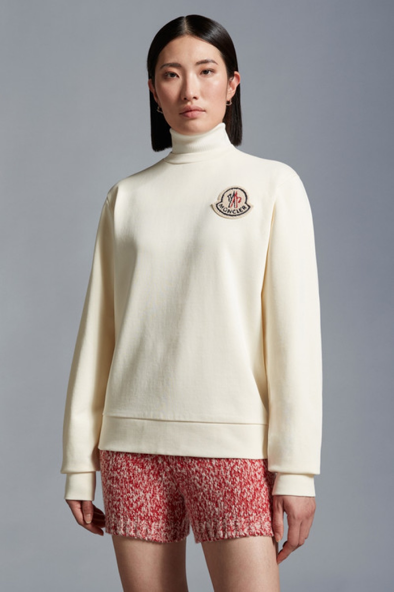 Sudaderas Moncler Logo Patch Mujer Blancos | YABN-30418