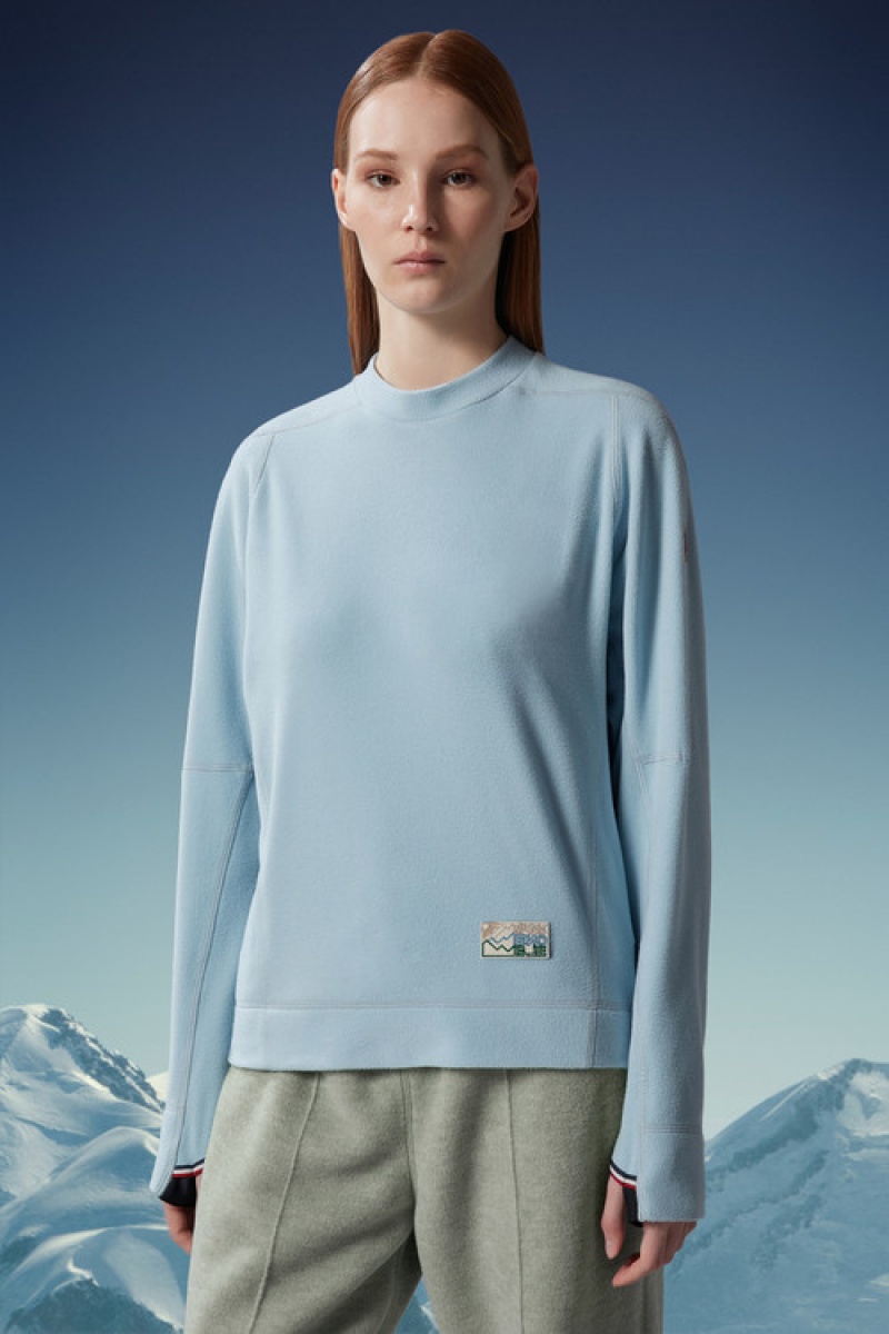 Sudaderas Moncler Mountain Logo Mujer Azules | KTDS-27081