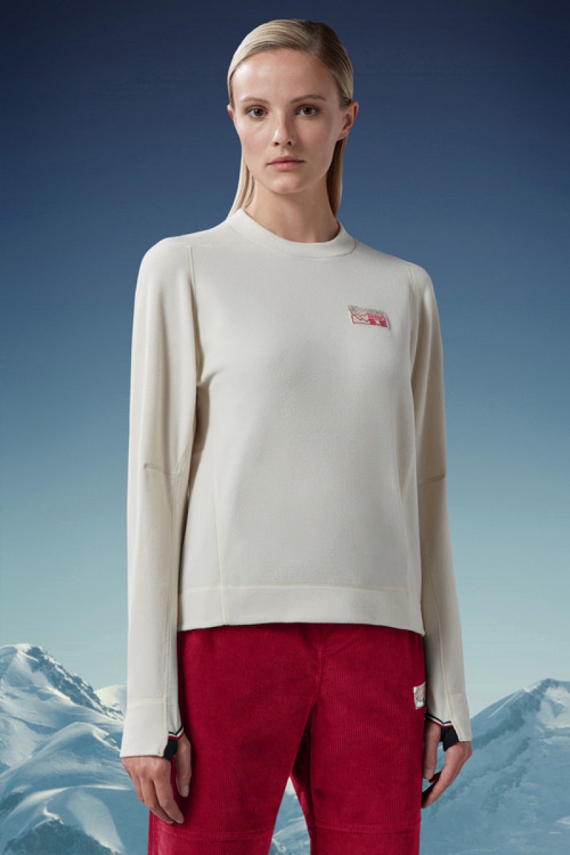 Sudaderas Moncler Mountain Logo Mujer Blancos | TBOP-32490