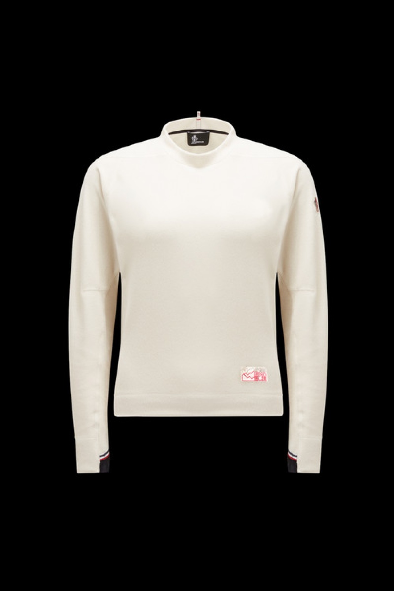 Sudaderas Moncler Mountain Logo Mujer Blancos | TBOP-32490