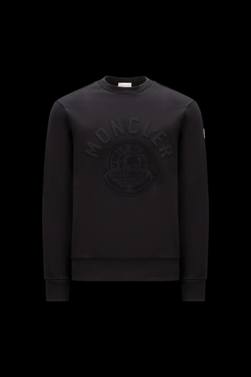 Sudaderas Moncler Printed Motif Hombre Negros | YFLM-14283