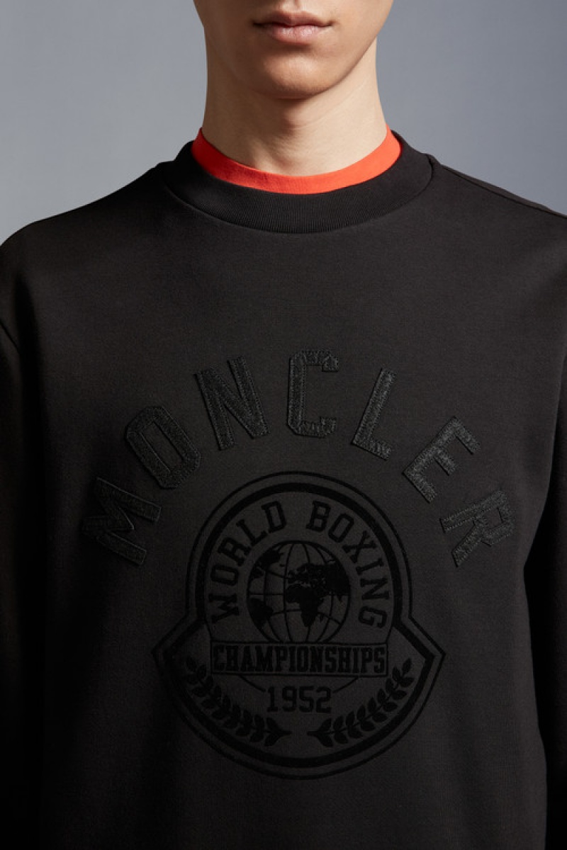 Sudaderas Moncler Printed Motif Hombre Negros | YFLM-14283