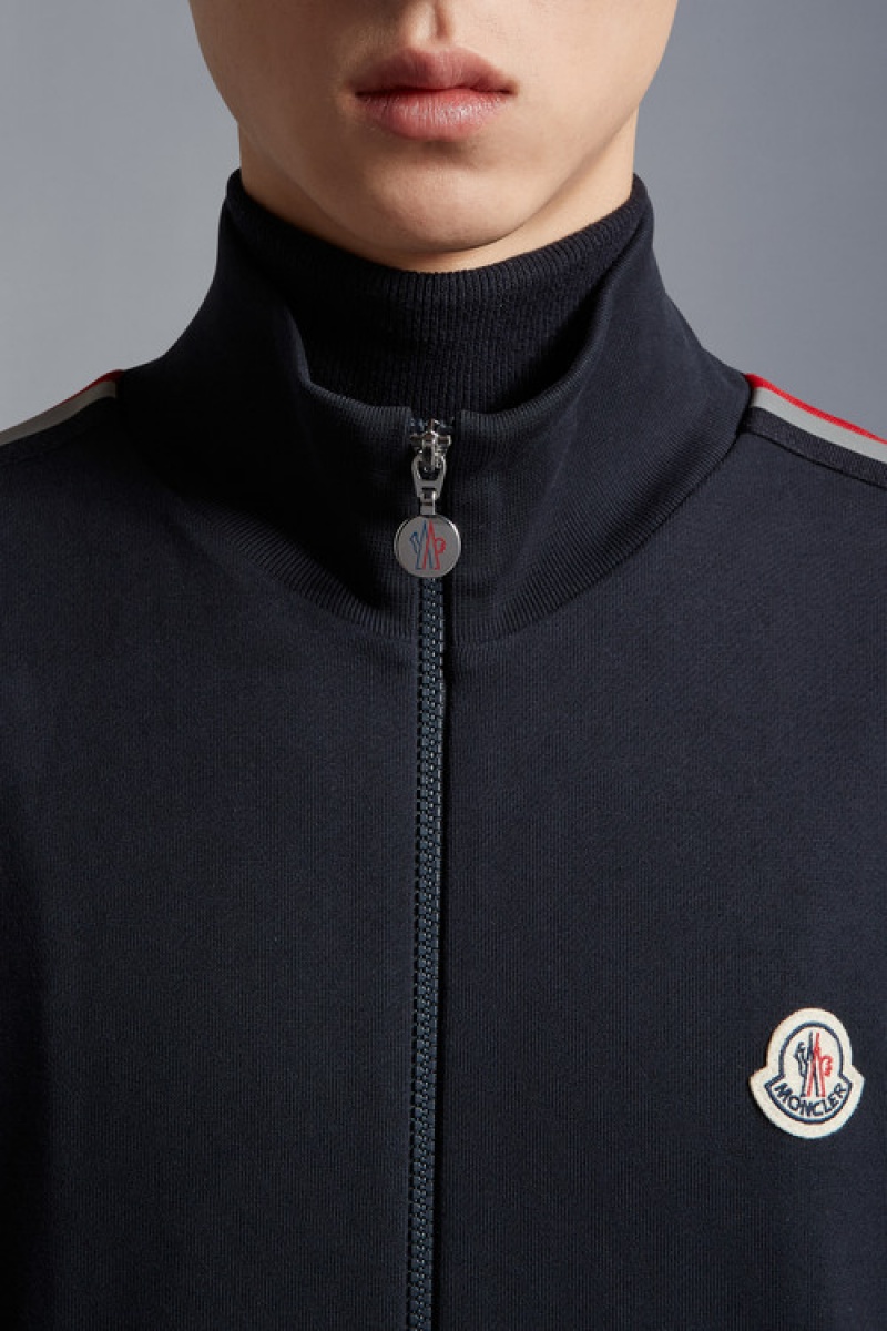 Sudaderas Moncler Tricolor Zip-up Hombre Azul Marino Azules | JIQU-18439