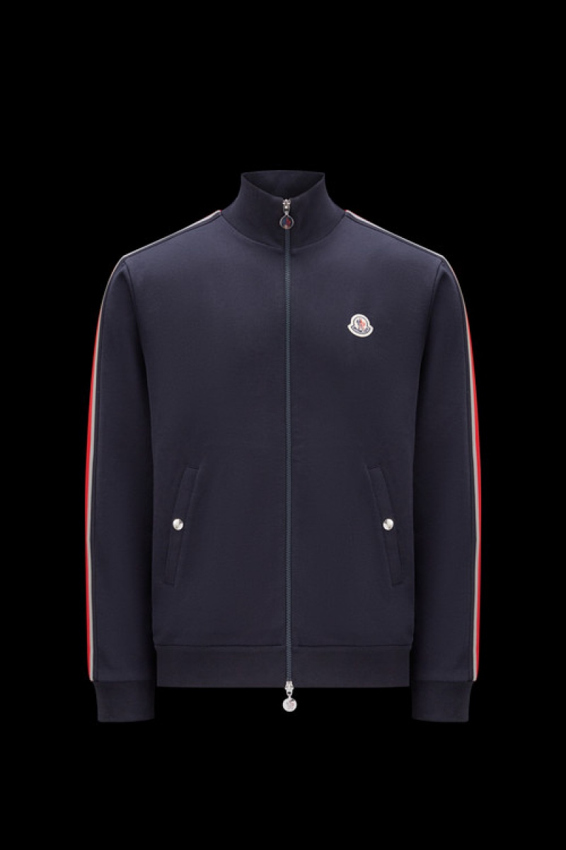 Sudaderas Moncler Tricolor Zip-up Hombre Azul Marino Azules | JIQU-18439