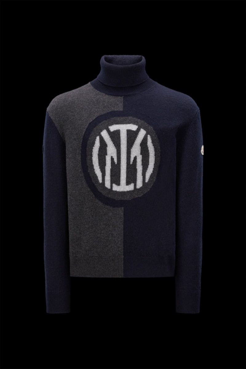 Suéteres Moncler Inter X Moncler Turtleneck Hombre Azul Marino Azules Grises | BSMN-57180