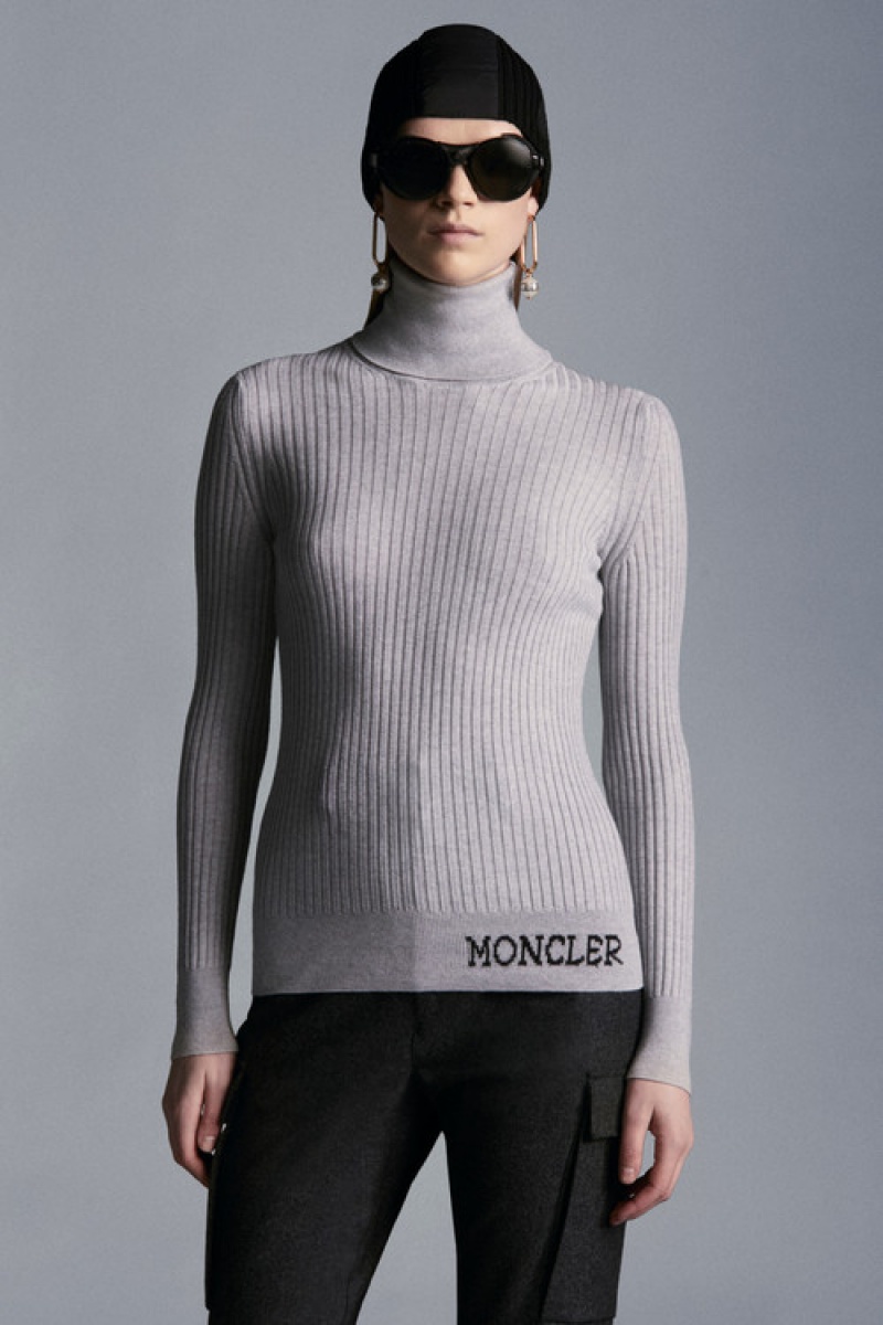 Suéteres Moncler Lana Turtleneck Mujer Grises Claro | GSJX-34760