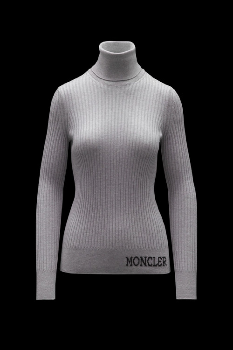 Suéteres Moncler Lana Turtleneck Mujer Grises Claro | GSJX-34760