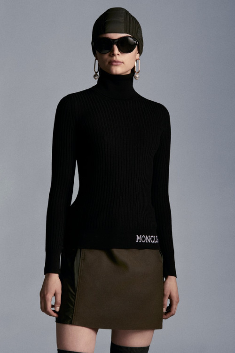 Suéteres Moncler Lana Turtleneck Mujer Negros | AUHS-61498