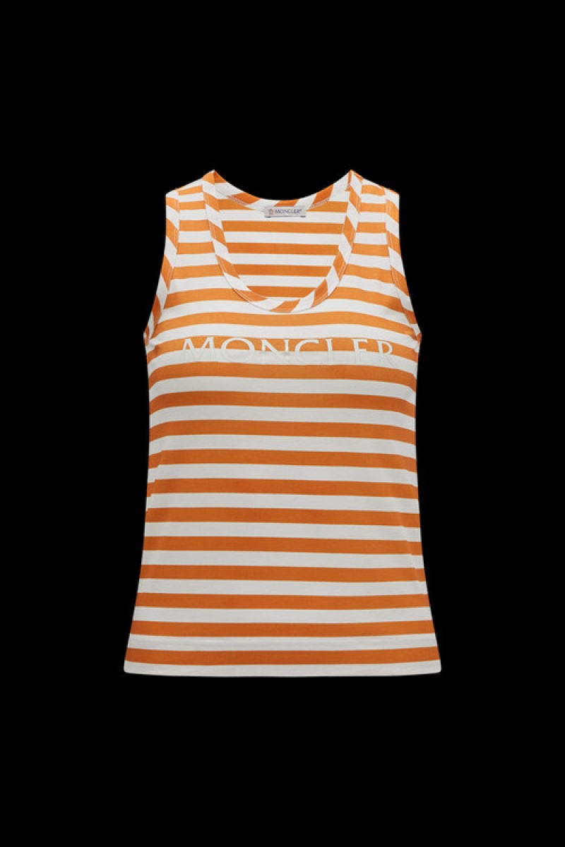 Tank Top Moncler A Rayas Tank Top Mujer Naranjas Blancos | CDTJ-09387