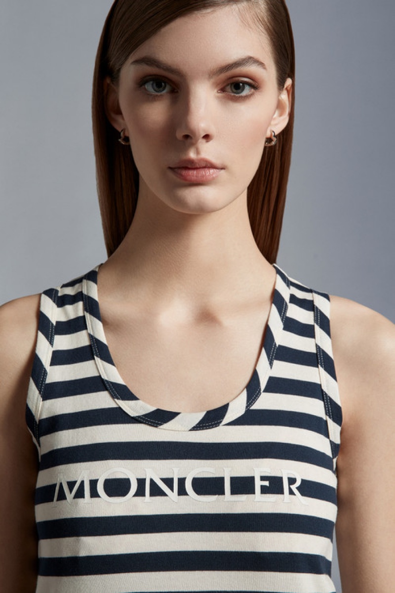 Tank Top Moncler A Rayas Tank Top Mujer Blancos Azules | YIHU-59738