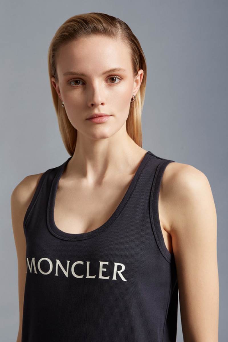 Tank Top Moncler Logo Tank Top Mujer Azul Marino Azules | LRJD-96238