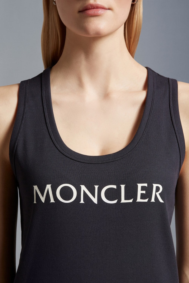 Tank Top Moncler Logo Tank Top Mujer Azul Marino Azules | LRJD-96238