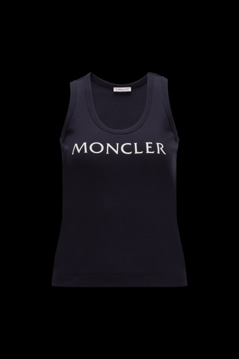 Tank Top Moncler Logo Tank Top Mujer Azul Marino Azules | LRJD-96238