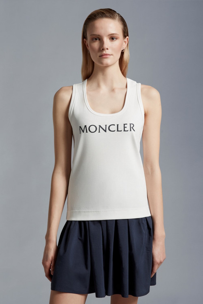 Tank Top Moncler Logo Tank Top Mujer Blancos | ALDP-46308