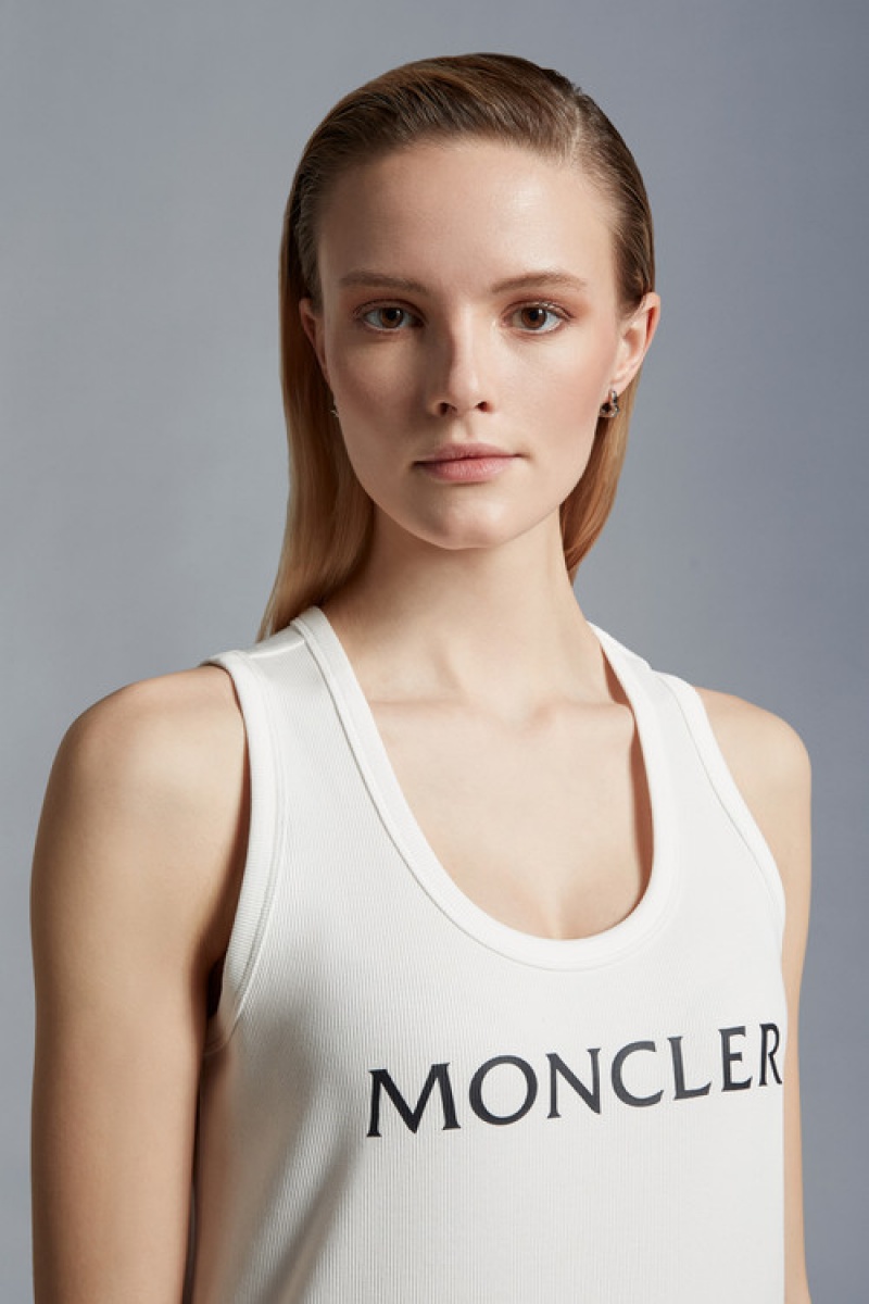 Tank Top Moncler Logo Tank Top Mujer Blancos | ALDP-46308