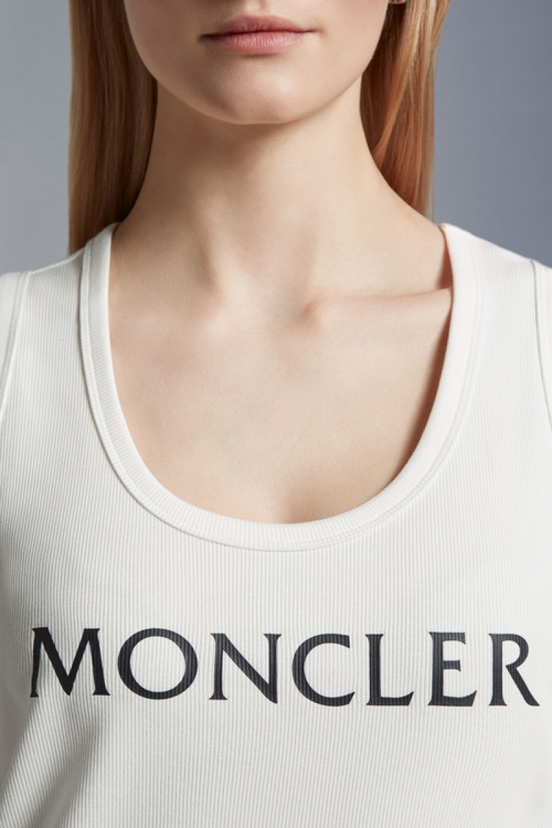 Tank Top Moncler Logo Tank Top Mujer Blancos | ALDP-46308