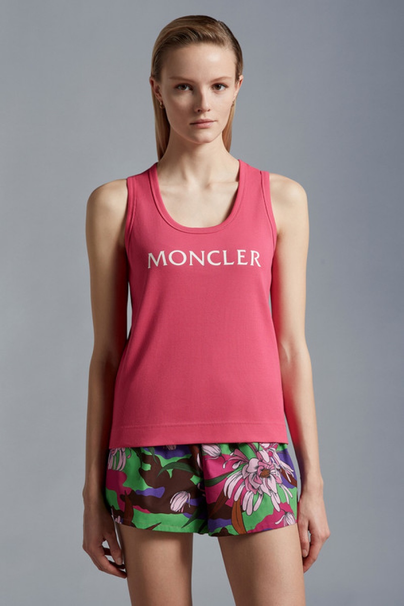 Tank Top Moncler Logo Tank Top Mujer Fucsia | PGWY-03198