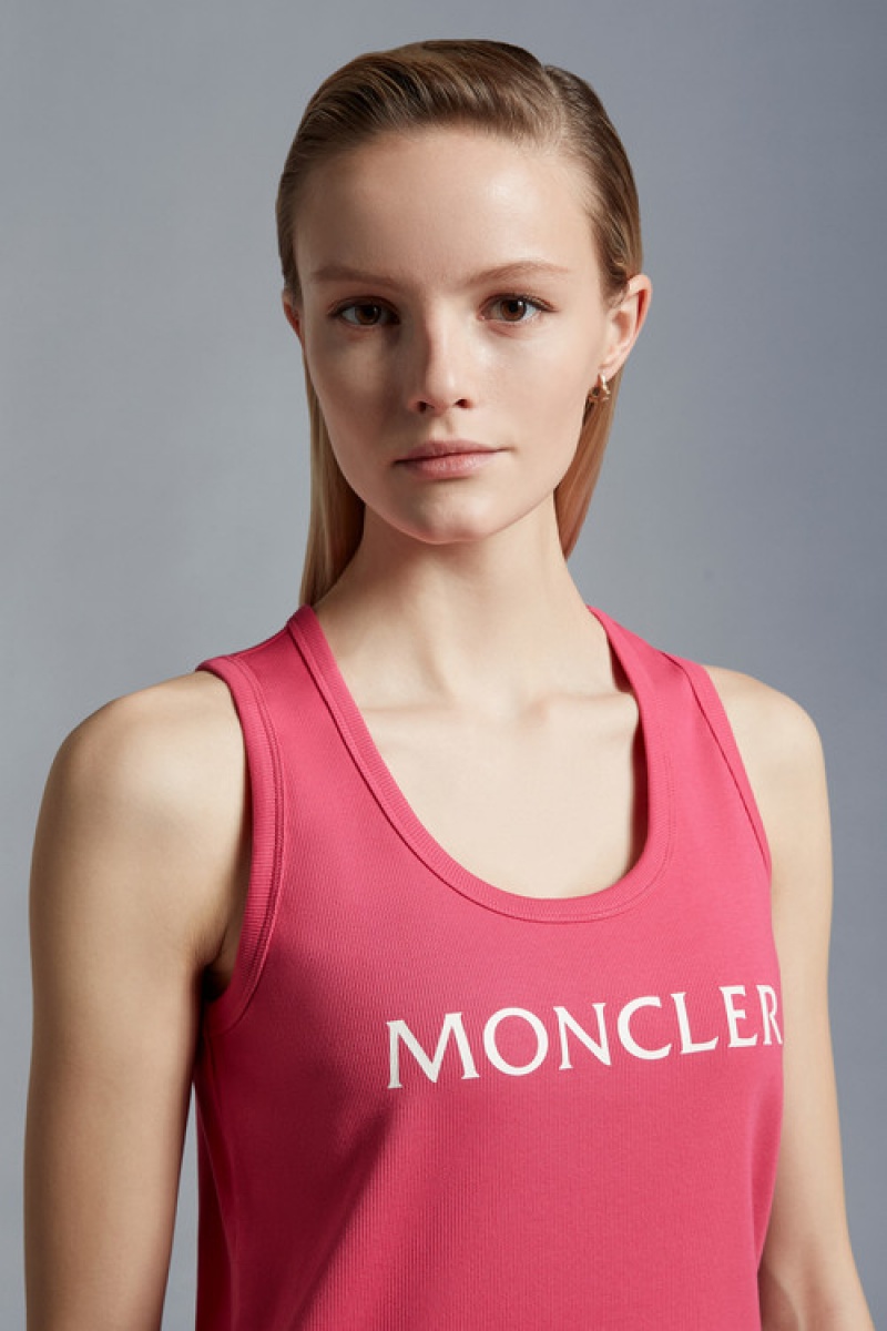 Tank Top Moncler Logo Tank Top Mujer Fucsia | PGWY-03198