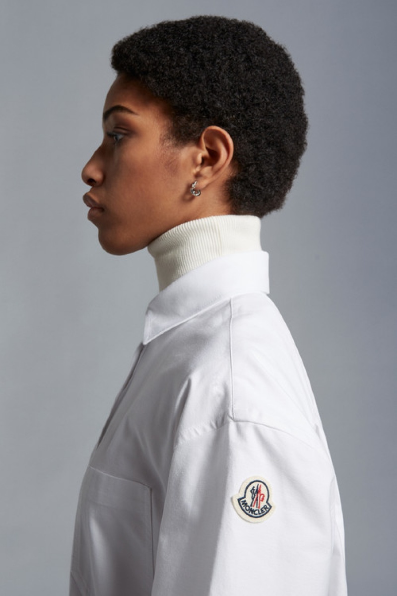 Vestido Moncler Algodon Belted Shirt Mujer Blancos | HSYB-87049